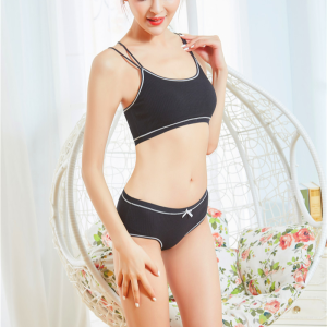 Soft Cotton Seamless Underwear Padded Bra - Black