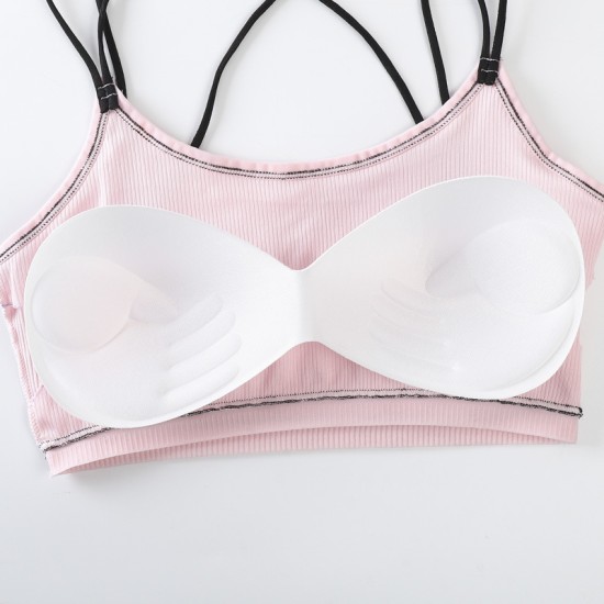 Soft Cotton Seamless Underwear Padded Bra - Gray