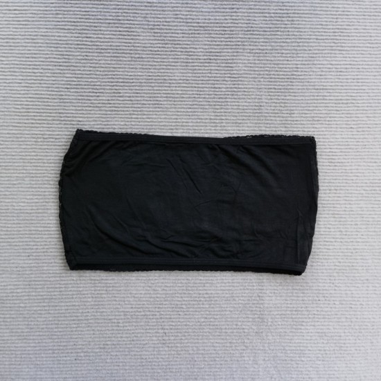 Strapless Soft Crop Slim Chest Bra Women - Black Strapless Soft Crop Slim Chest Bra Women - Black