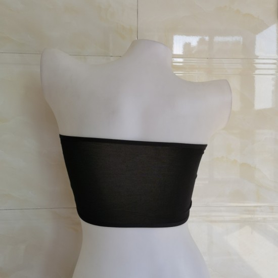 Strapless Soft Crop Slim Chest Bra Women - Black Strapless Soft Crop Slim Chest Bra Women - Black