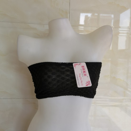 Strapless Soft Crop Slim Chest Bra Women - Black Strapless Soft Crop Slim Chest Bra Women - Black