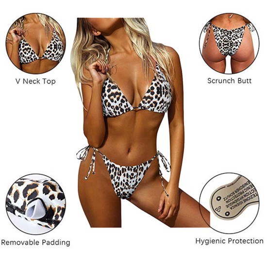 Leopard Print Swimsuit Three Point Suspender Bikini Women Leopard Print Swimsuit Three Point Suspender Bikini Women
