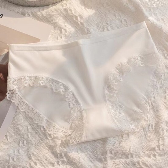 Mid-Waist Panties Stylish Soft Lace Underwear Women - White Mid-Waist Panties Stylish Soft Lace Underwear Women - White