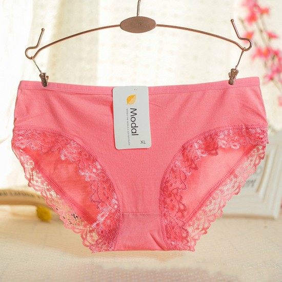 Mid-Waist Panties Stylish Soft Lace Underwear Women - Pink Mid-Waist Panties Stylish Soft Lace Underwear Women - Pink