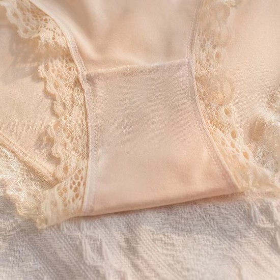 Mid-Waist Panties Stylish Soft Lace Underwear Women - Pink Mid-Waist Panties Stylish Soft Lace Underwear Women - Pink