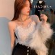Women Camis Lace Temperament Crop Top Bra - White