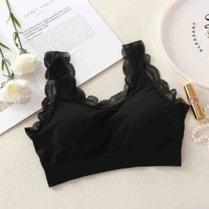 Lace Push Up Sports Padded Bras For Women - Black