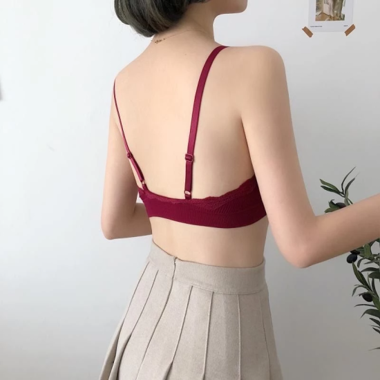 Korean Style Lace Beauty Chest Padded Bra - Wine Red Korean Style Lace Beauty Chest Padded Bra - Wine Red