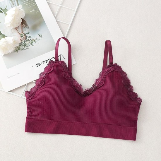 Korean Style Lace Beauty Chest Padded Bra - Wine Red Korean Style Lace Beauty Chest Padded Bra - Wine Red