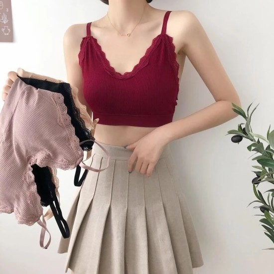 Korean Style Lace Beauty Chest Padded Bra - Wine Red Korean Style Lace Beauty Chest Padded Bra - Wine Red