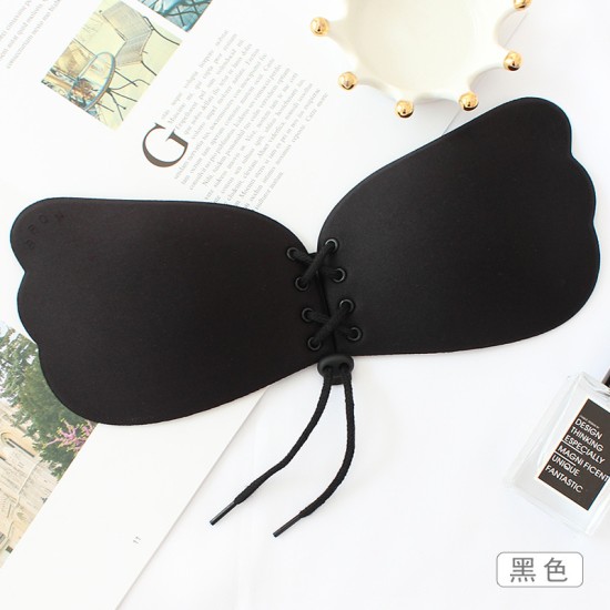 Pair Adhesive Invisible Backless Sticky Seamless Push Up Strapless Bra Black Pair Adhesive Invisible Backless Sticky Seamless Push Up Strapless Bra Black
