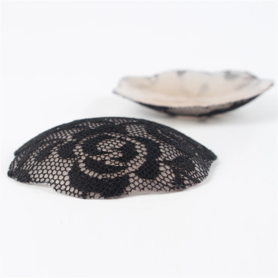 Lace Silicone Adhesive Nipple Cover For Women - Black