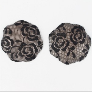 Lace Silicone Adhesive Nipple Cover For Women - Black