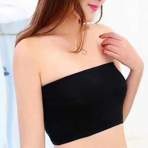 Top Solid Breathable Strapless Bra For Women - Black