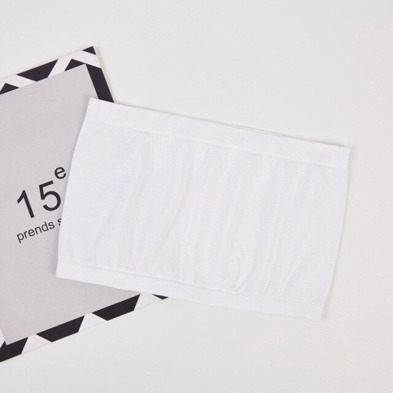 Top Solid Breathable Strapless Bra For Women - White