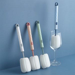 Silicone Long Handle Thermos Glass Cup Cleaning Brush - Blue