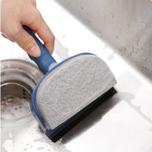 Double Sided Sponge Bathroom Kitchen Bathtub Wiper Brush - Blue