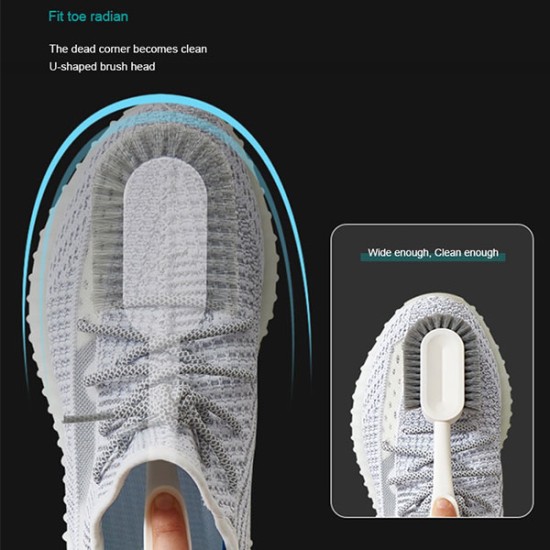 Soft Hair Household Long Handle Three-Sided Shoe Brush - Blue Soft Hair Household Long Handle Three-Sided Shoe Brush - Blue