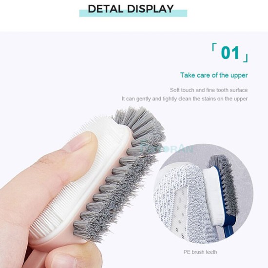 Soft Hair Household Long Handle Three-Sided Shoe Brush - Blue Soft Hair Household Long Handle Three-Sided Shoe Brush - Blue