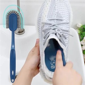 Soft Hair Household Long Handle Three-Sided Shoe Brush - Blue