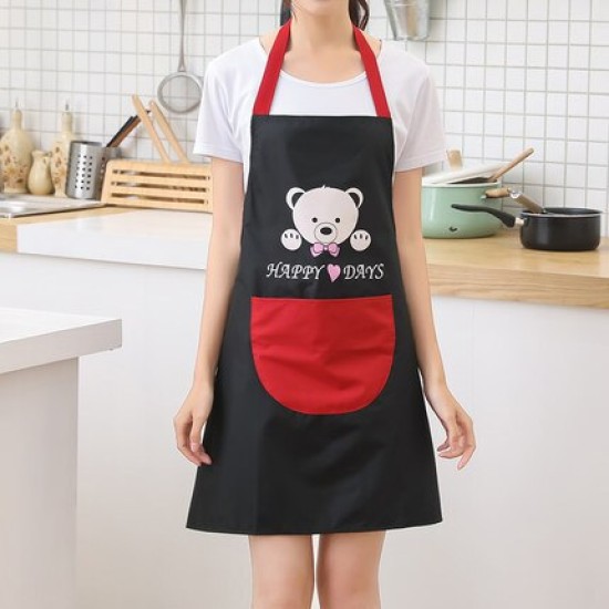 Kitchen Waterproof And Oil Proof Cooking Bib Apron With Pocket Black