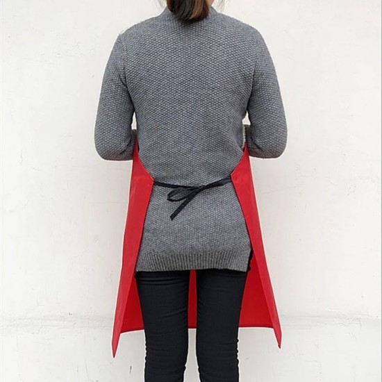 Kitchen Waterproof And Oil Proof Cooking Bib Apron with Pocket Red