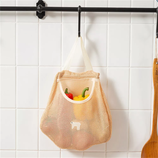 Kitchen Fruit And Vegetable Storage Mesh Hanging Bag - Dark Blue