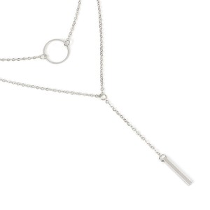 Fashion Clothing Accessories Hollow Round Long Clavicle Chain silver