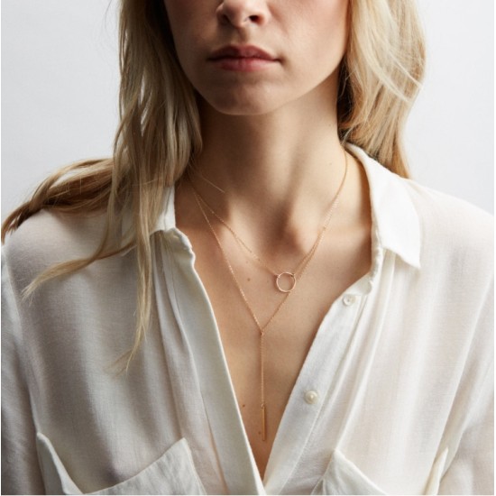 Fashion Clothing Accessories Hollow Round Long Clavicle Chain Golden Fashion Clothing Accessories Hollow Round Long Clavicle Chain Golden