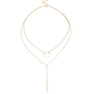 Fashion Clothing Accessories Hollow Round Long Clavicle Chain Golden