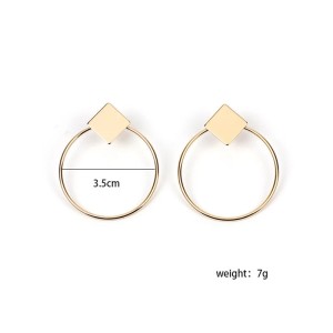 Square And Hoop Simple Fashion Popular Girl Lady Earrings Silver