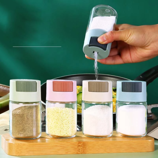 Salt Shaker Glass Jar Kitchen Spices Bottle Blue