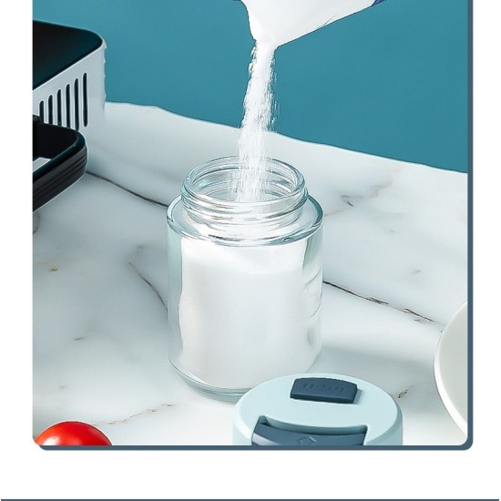 Salt Shaker Glass Jar Kitchen Spices Bottle Blue