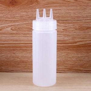 Twist Cap Squeeze Plastic Bottle For Ketchup Mustard Mayo Sauce 300ML White