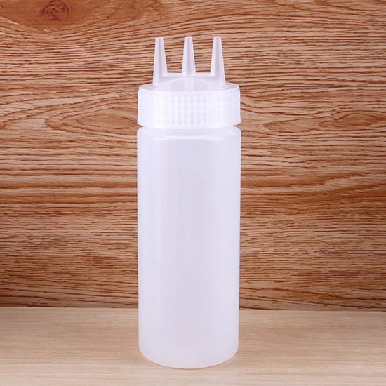 Twist Cap Squeeze Plastic Bottle For Ketchup Mustard Mayo Sauce 300ML White