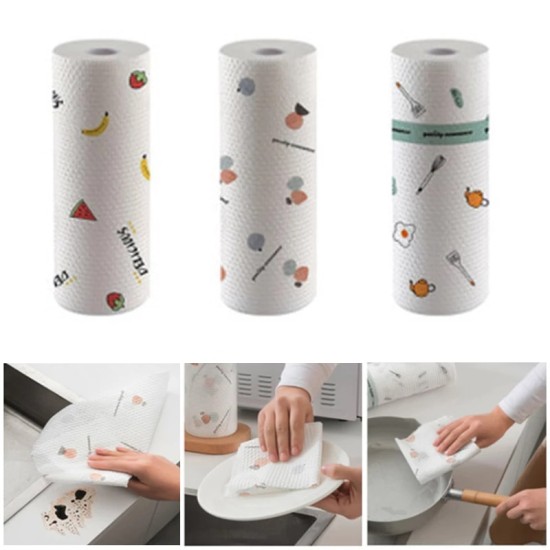 Disposable Kitchen Dishes Cleaning Towels Roll White