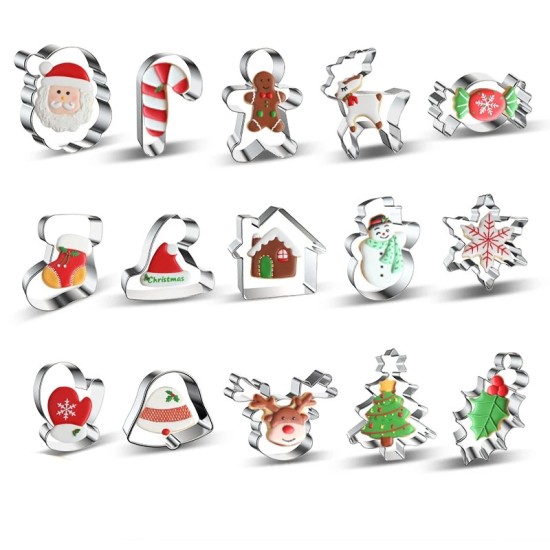 Christmas Cookie Stainless Steel Candy Mould Silver Christmas Cookie Stainless Steel Candy Mould Silver