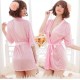 Ladies Silk Satin Nightgown Nightwear Knee Length V-Neck Sleepwear - Rose Pink