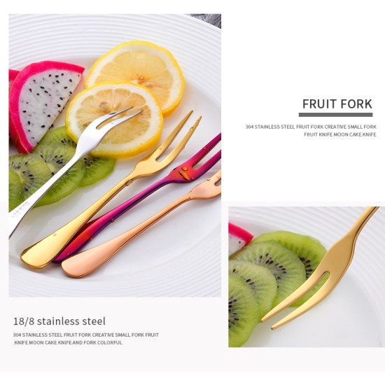 Luxury Stainless Steel Cake Dessert Mini Fork Golden