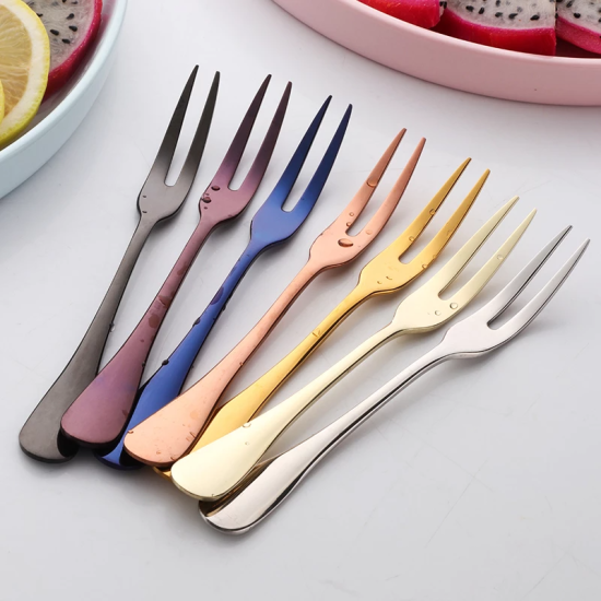 Luxury Stainless Steel Cake Dessert Mini Fork Golden