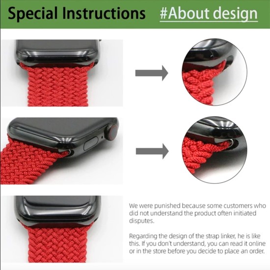 Nylon Loop Strap For Apple Smartwatch Belt Black