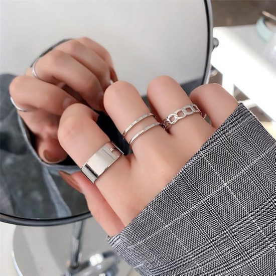 3 Pcs Ring Set For Women Aesthetic Vintage Resizable Finger Rings Black 3 Pcs Ring Set For Women Aesthetic Vintage Resizable Finger Rings Black