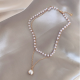 Simple Chain Beaded Multi-Layer Pearl Pendant Necklace Golden