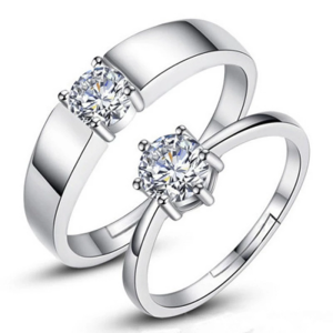 2 Pcs Classic Silver Color Open Couple Rings Men And Women