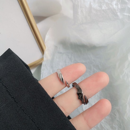 2 Pcs Adjustable devil and angel couple ring Silver 2 Pcs Adjustable devil and angel couple ring Silver