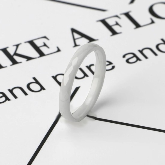 Ceramic Ring Smooth Cut Surface For Men Women Silver Ceramic Ring Smooth Cut Surface For Men Women Silver