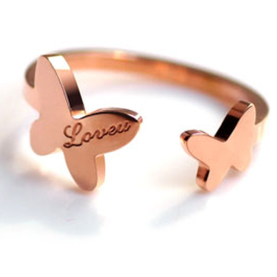 Silver-Plated Butterfly Ring Korean Personality Rose Gold
