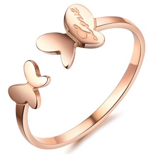 Silver-Plated Butterfly Ring Korean Personality Rose Gold