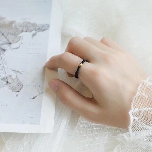 Lucky Rope Braided Couple Ring For Men  Women Charm Black