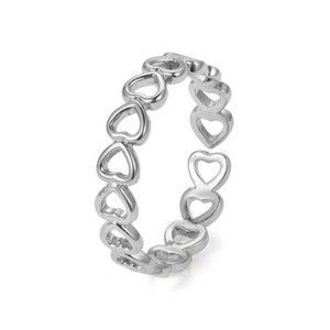 Fashion Cute Hollow Heart Stainless Steel Romantic Ring Silver